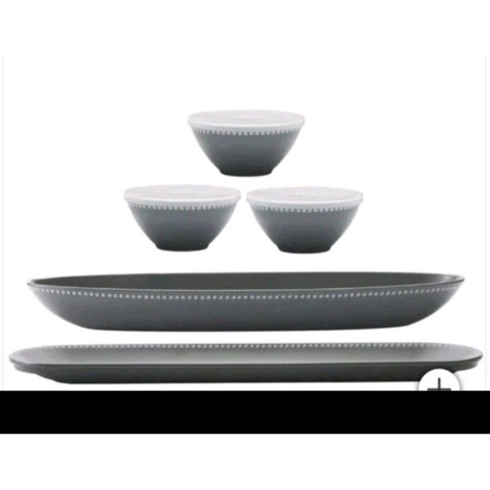 🌟NEW🌟 Pandex 5-piece Beaded Melamine Serving Set Gray
